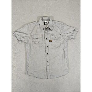 G-Star‎ RAW Arzson Shirt Mens Large Gray Short Sleeve Snap Front Western Cotton